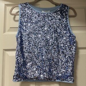 NWT Peppermayo Sequin Embellished Blue Sleeveless Top